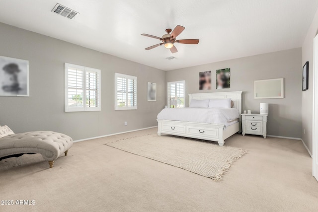 1429 E Lowell Ave, Gilbert, AZ 85295 - bedroom with light carpet, baseboards, and a ceiling fan