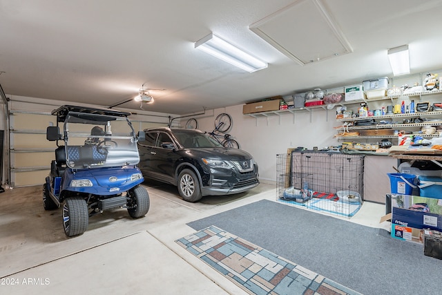 garage with a garage door opener