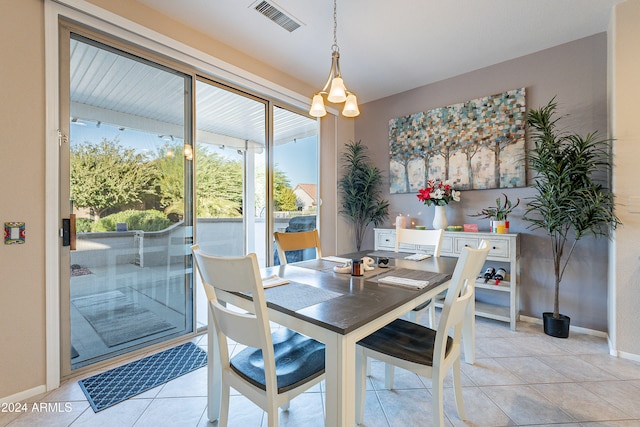 view of tiled dining space