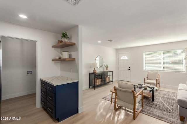 living room featuring light hardwood / wood-style flooring