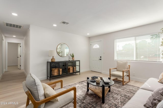 living room featuring light hardwood / wood-style floors