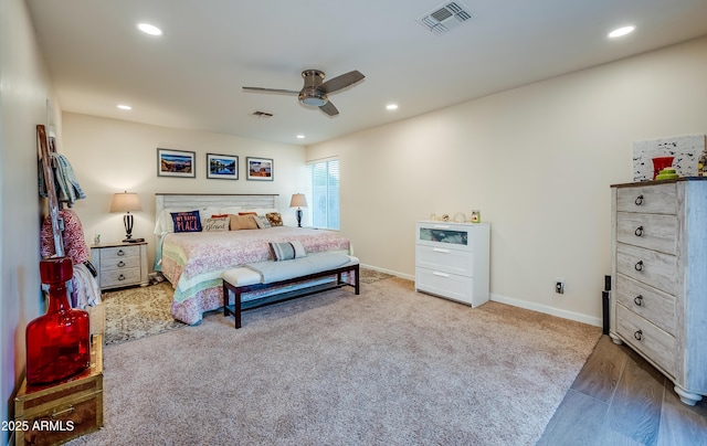 7226 E Virginia Ave, Scottsdale, AZ 85257 - carpeted bedroom featuring recessed lighting, baseboards, and ceiling fan