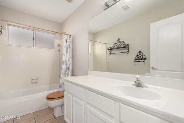 1915 E Golden Ct, Chandler, AZ 85225 - bathroom featuring shower / bath combo, tile patterned floors, vanity, toilet, and visible vents