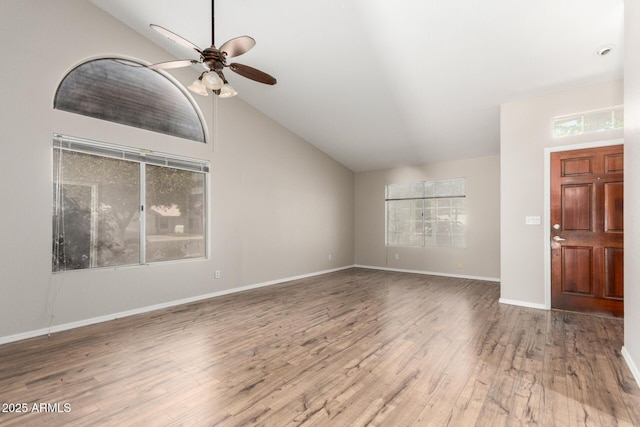 1915 E Golden Ct, Chandler, AZ 85225 - interior space featuring vaulted ceiling, a healthy amount of sunlight, wood finished floors, and ceiling fan