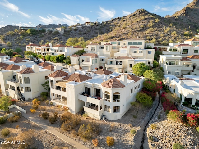 aerial view with a mountain view