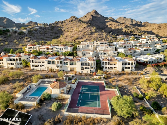 aerial view with a mountain view