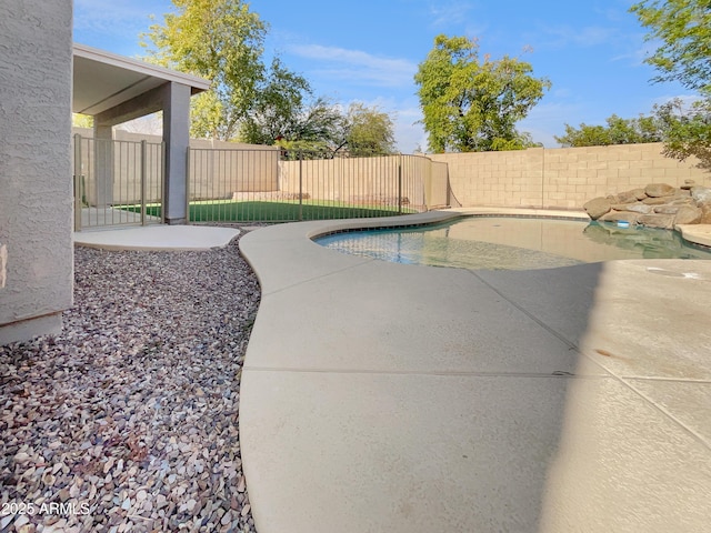 view of swimming pool with a patio area