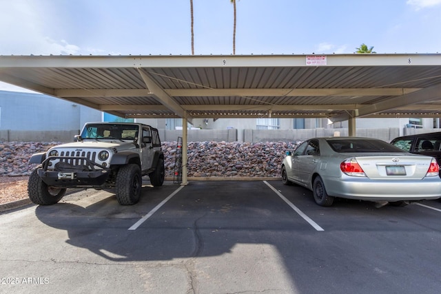 view of parking featuring a carport