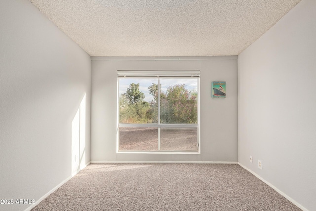 carpeted spare room with a textured ceiling