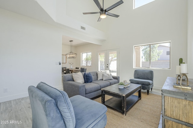 6731 W Northview Ave, Glendale, AZ 85303 - living area with baseboards, a ceiling fan, light wood-style floors, and visible vents