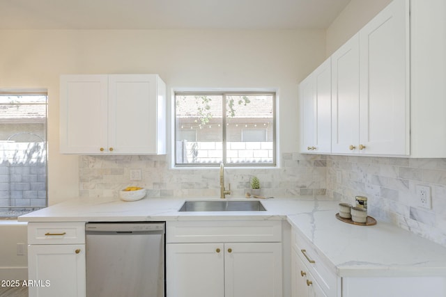 6731 W Northview Ave, Glendale, AZ 85303 - kitchen featuring white cabinets, tasteful backsplash, dishwasher, and a sink