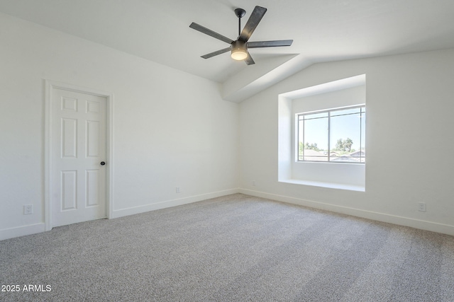 6731 W Northview Ave, Glendale, AZ 85303 - carpeted spare room featuring vaulted ceiling, baseboards, and ceiling fan