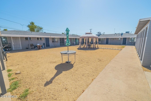 view of yard featuring a patio and a gazebo