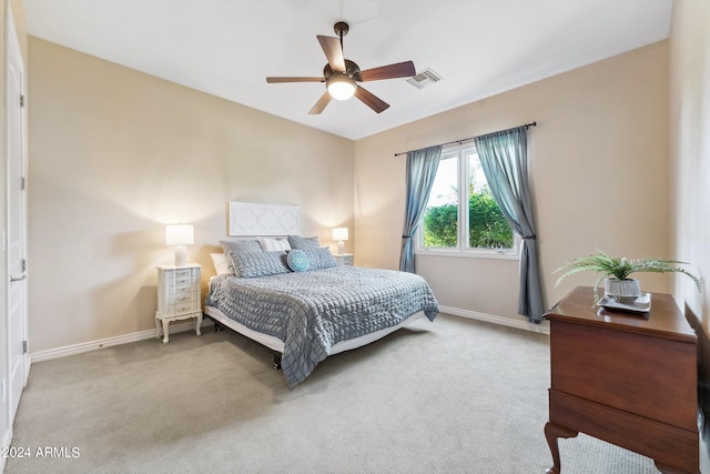 bedroom with carpet and ceiling fan