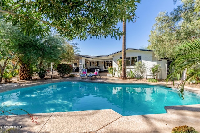 pool with a patio area