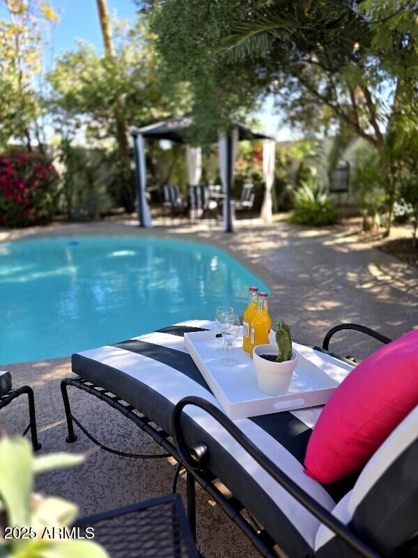 view of pool with a fenced in pool and a patio area