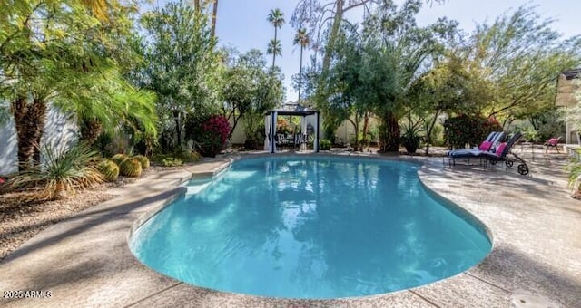 outdoor pool with a patio