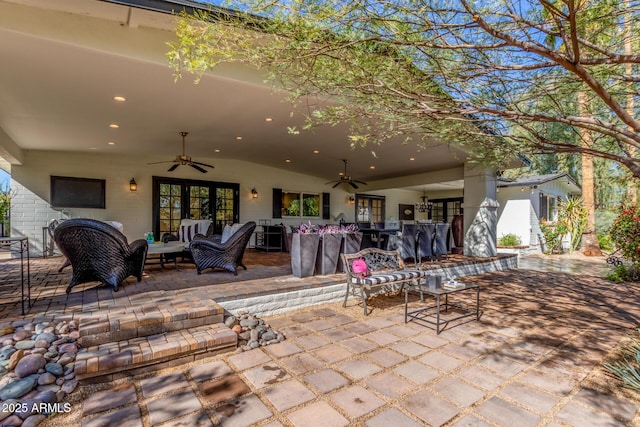 view of patio / terrace with outdoor lounge area and ceiling fan