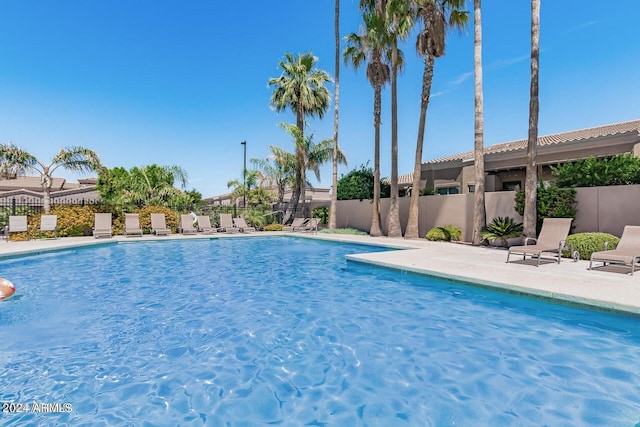 view of pool featuring a patio area