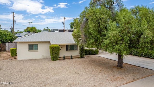 view of single story home