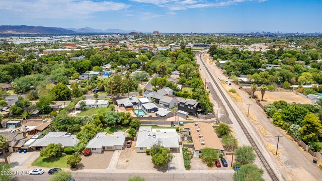 aerial view with a mountain view