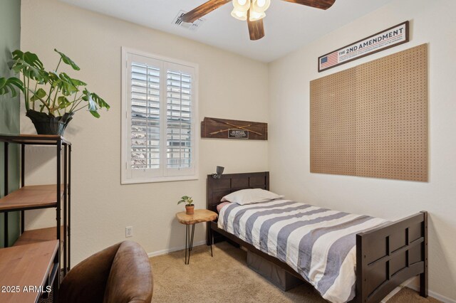 4772 E Portola Valley Dr Unit 102, Gilbert, AZ 85297 - bedroom featuring carpet floors, baseboards, and ceiling fan