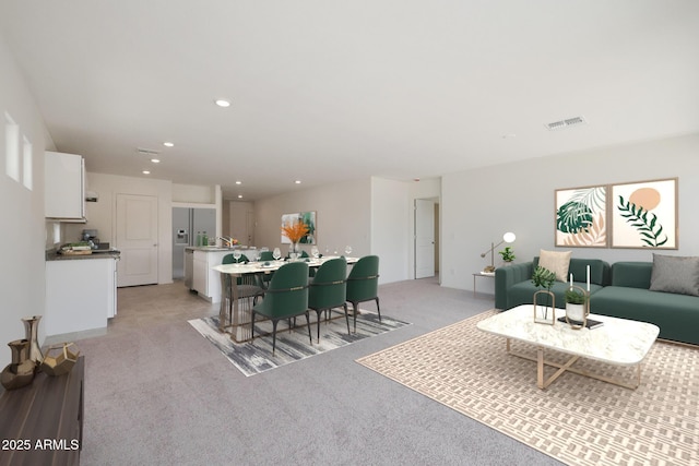 1431 W Tigua Way, Coolidge, AZ 85128 - living room featuring light colored carpet and recessed lighting