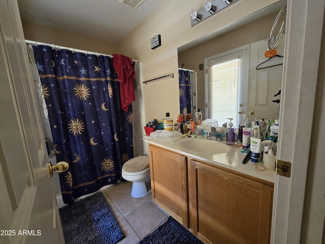 804 W Hess Ave, Coolidge, AZ 85128 - bathroom featuring tile patterned flooring, vanity, and a shower with shower curtain