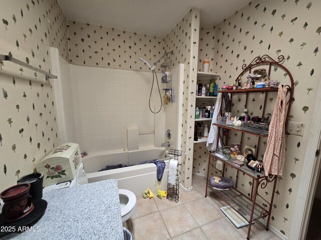 804 W Hess Ave, Coolidge, AZ 85128 - full bathroom with wallpapered walls, bathing tub / shower combination, and tile patterned floors