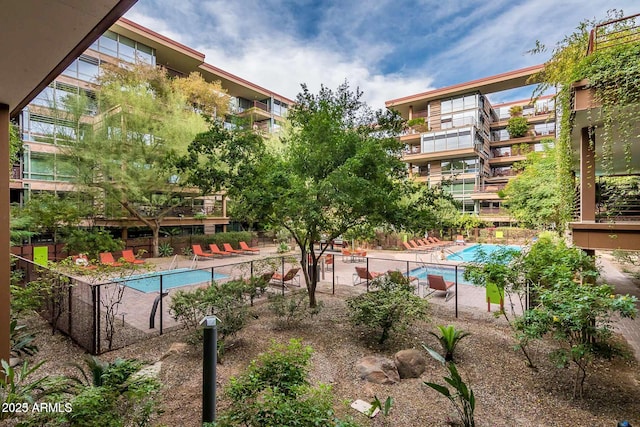 view of pool with fence