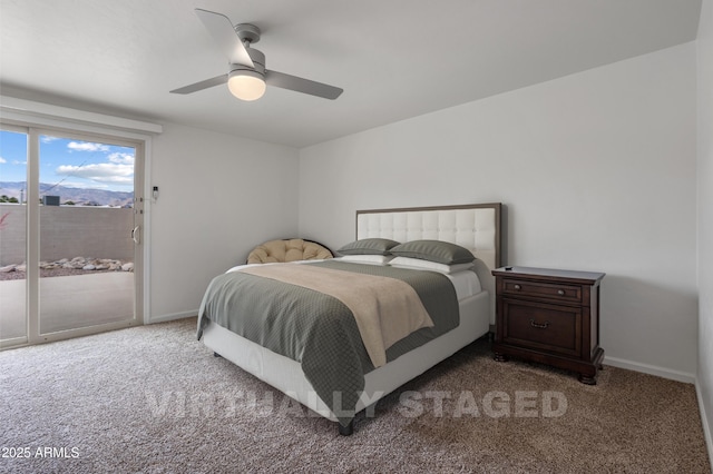 8425 E Hawthorne St, Tucson, AZ 85710 - carpeted bedroom with access to outside, baseboards, and ceiling fan