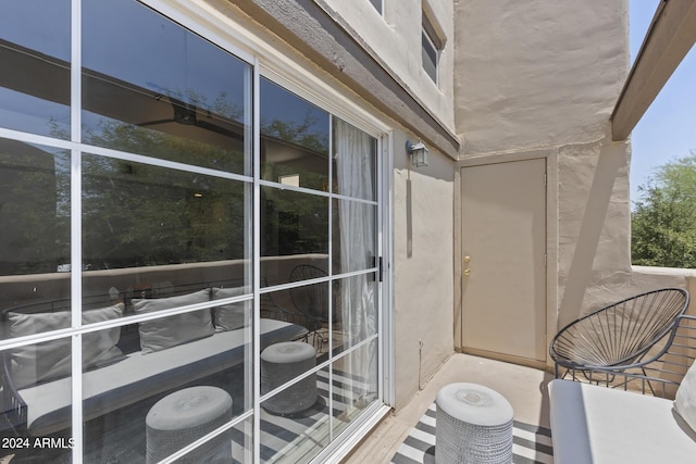 balcony featuring central AC unit