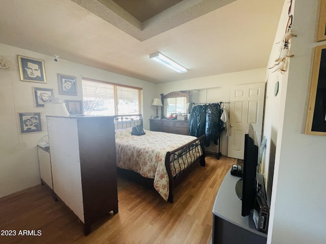 bedroom with wood-type flooring