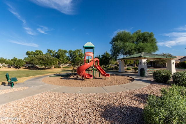 view of play area featuring a gazebo