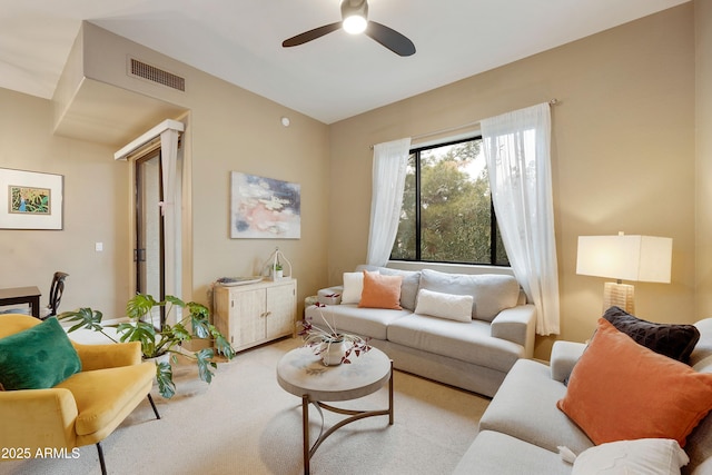 3330 S Gilbert Rd Unit 2090, Chandler, AZ 85286 - living room featuring ceiling fan and light colored carpet