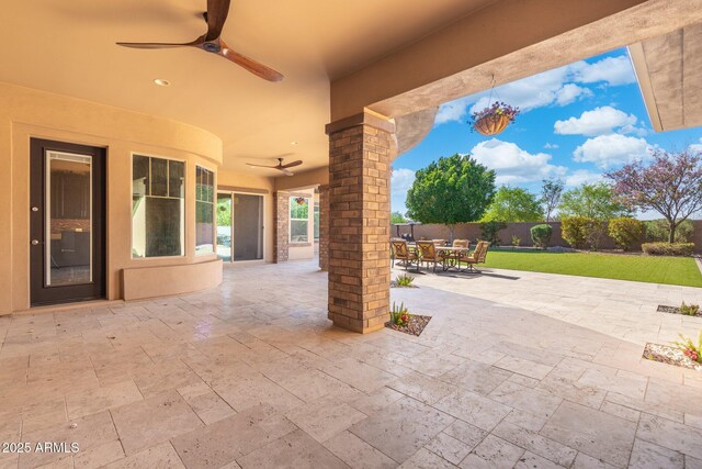 2285 E Mead Dr, Gilbert, AZ 85298 - view of patio / terrace with ceiling fan and outdoor dining space