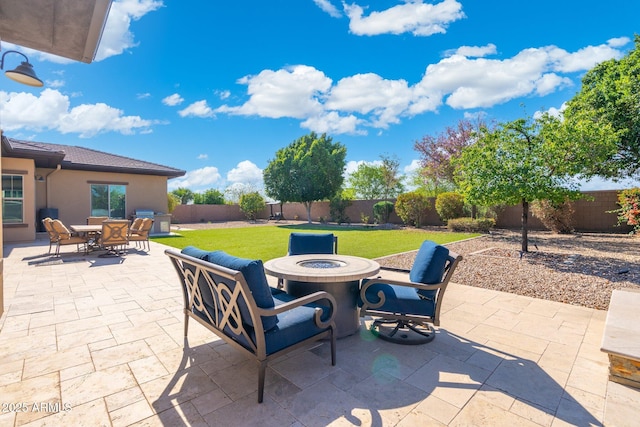 2285 E Mead Dr, Gilbert, AZ 85298 - view of patio / terrace with a fire pit and outdoor dining area
