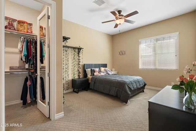 2285 E Mead Dr, Gilbert, AZ 85298 - bedroom with a closet, carpet flooring, baseboards, and a ceiling fan