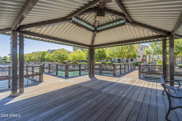 wooden deck featuring a gazebo