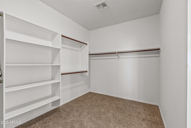 spacious closet with visible vents and carpet floors