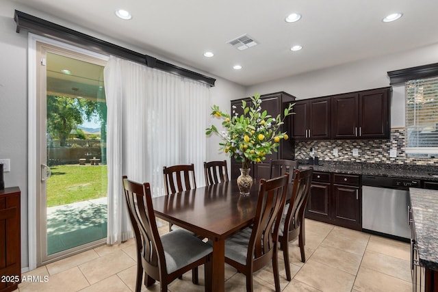 view of tiled dining room