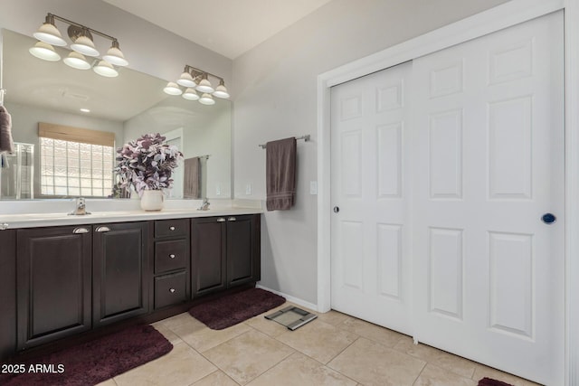 bathroom featuring vanity and tile patterned floors