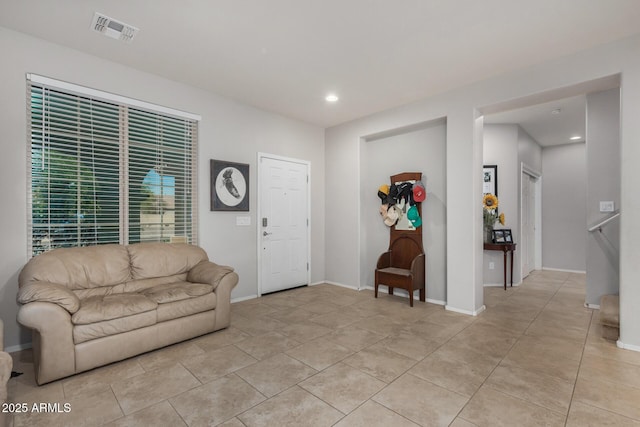 view of tiled living room