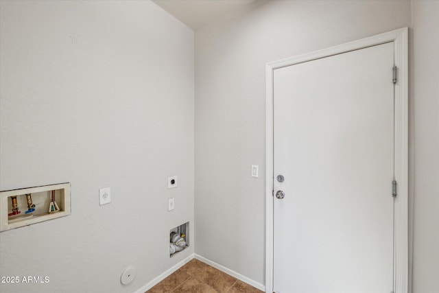 laundry room with hookup for an electric dryer, washer hookup, light tile patterned floors, and gas dryer hookup