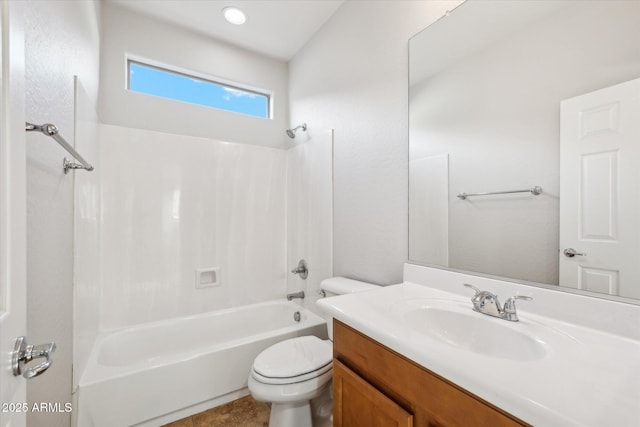 full bathroom featuring tile patterned floors, vanity, toilet, and bathing tub / shower combination