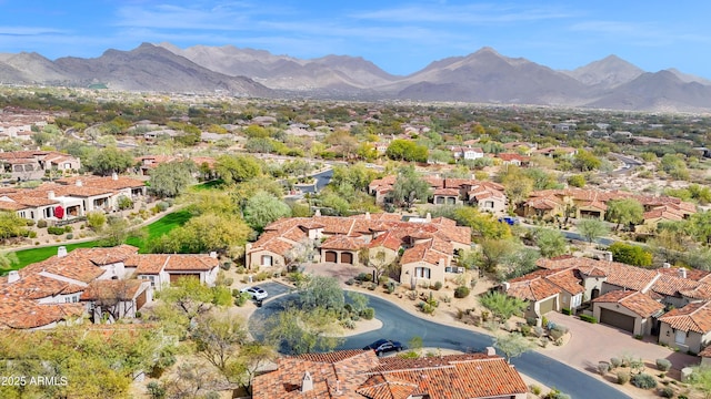 aerial view with a residential view and a mountain view