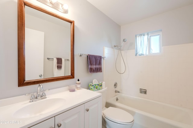 full bathroom featuring vanity, toilet, and tub / shower combination