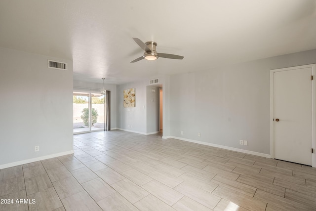 spare room featuring ceiling fan