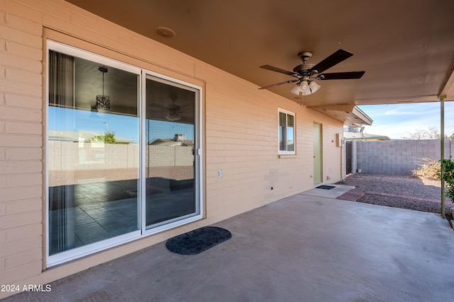 view of patio with ceiling fan