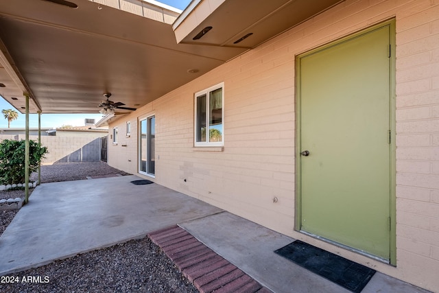 view of patio / terrace with ceiling fan